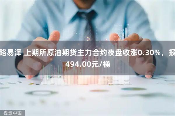 路易泽 上期所原油期货主力合约夜盘收涨0.30%，报494.00元/桶